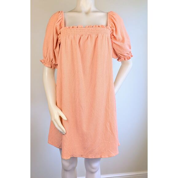 NEW Sugarlips Miss Sunshine Peach Milkmaid Smock Babydoll Minidress Size Medium - Picture 3 of 11